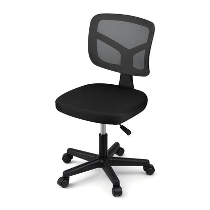 Artiss Armless Office Chair with Wheels, Ergonomic 360° Swivel Home Office Desk Chair, Height Adjustable Computer Task Chair with Fabric Back and Seat for Small Space, Black - Image 3
