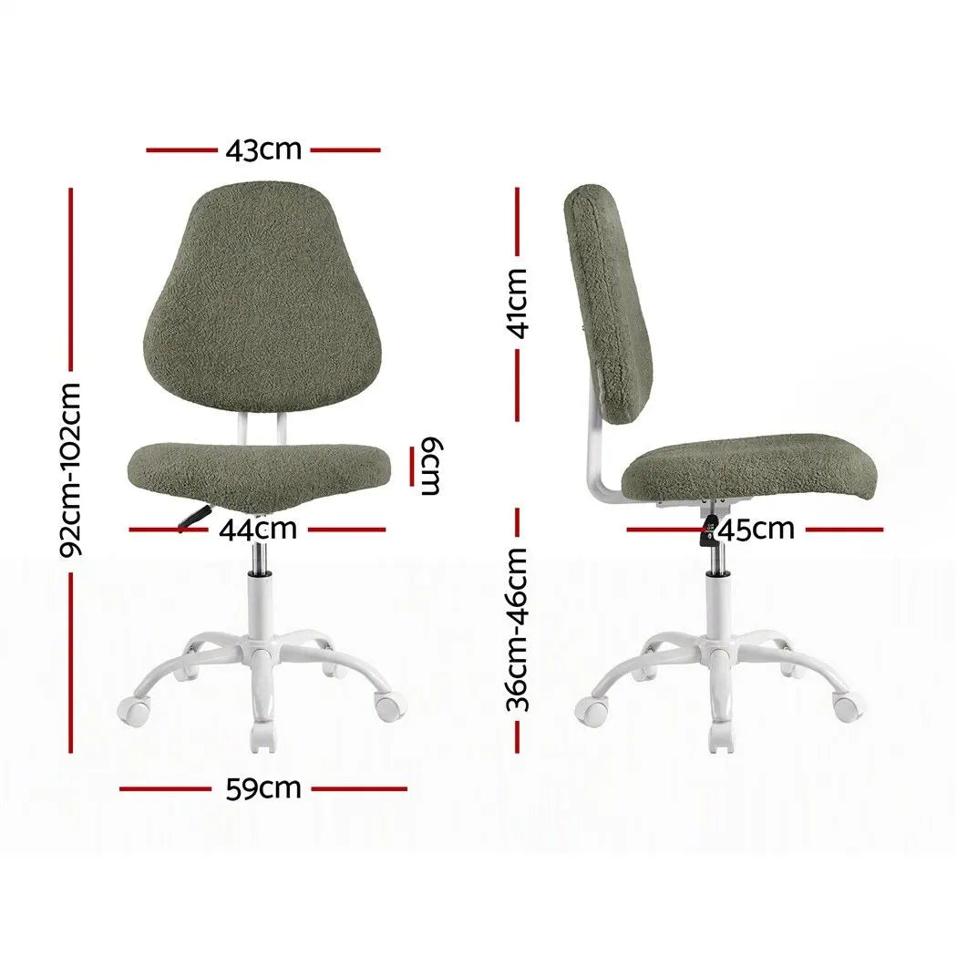 Artiss Armless Office Chair Ergonomic Soft Fleece Height Adjustable Vanity Desk Chair Green - Image 2