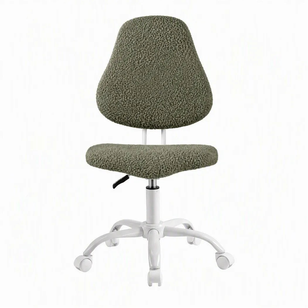 Artiss Armless Office Chair Ergonomic Soft Fleece Height Adjustable Vanity Desk Chair Green - Image 3