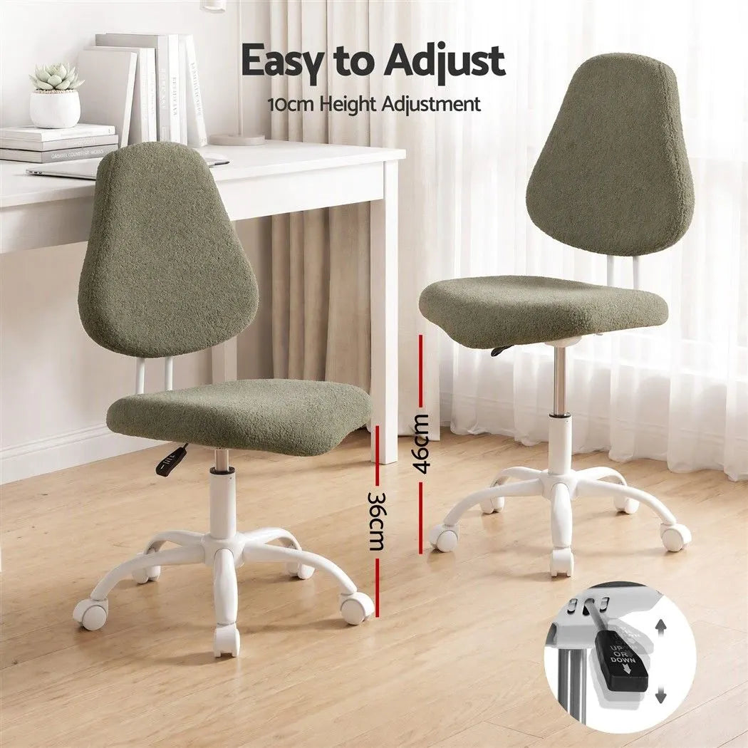 Artiss Armless Office Chair Ergonomic Soft Fleece Height Adjustable Vanity Desk Chair Green - Image 5