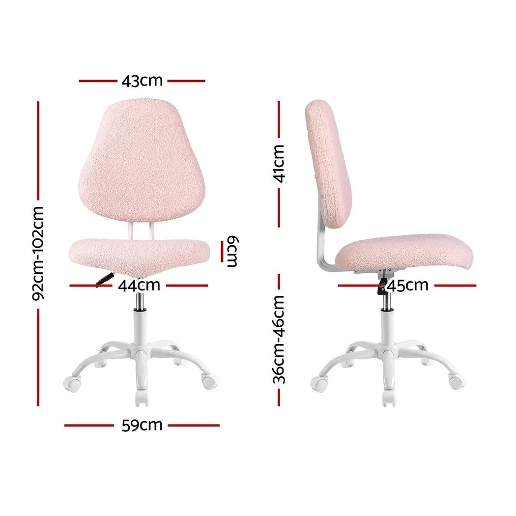 Artiss Armless Office Chair Ergonomic Soft Fleece Height Adjustable Vanity Desk Chair Pink - Image 2