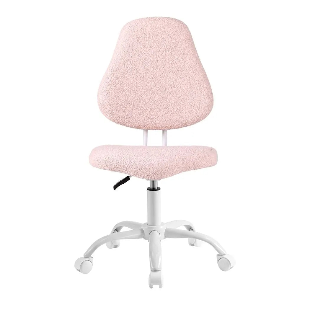 Artiss Armless Office Chair Ergonomic Soft Fleece Height Adjustable Vanity Desk Chair Pink - Image 3