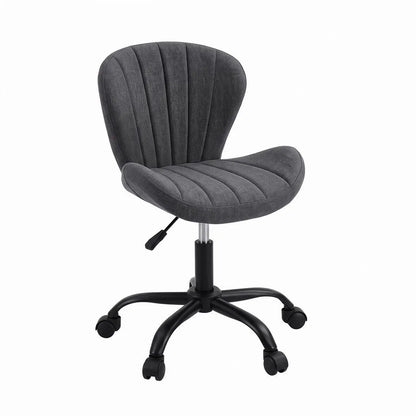 Artiss Ergonomic Office Chair Armless Height Adjustable Computer Desk Chair Fabric Dark Grey - Image 2
