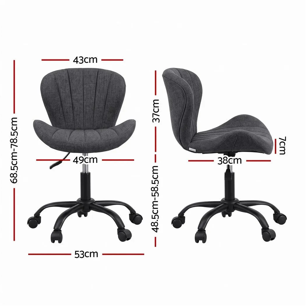 Artiss Ergonomic Office Chair Armless Height Adjustable Computer Desk Chair Fabric Dark Grey - Image 3