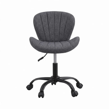 Artiss Ergonomic Office Chair Armless Height Adjustable Computer Desk Chair Fabric Dark Grey - Image 4