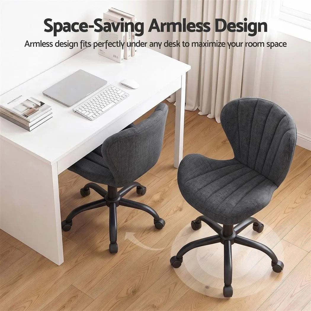 Artiss Ergonomic Office Chair Armless Height Adjustable Computer Desk Chair Fabric Dark Grey - Image 5