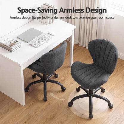 Artiss Ergonomic Office Chair Armless Height Adjustable Computer Desk Chair Fabric Dark Grey - Image 5
