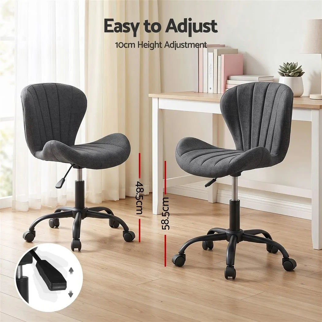 Artiss Ergonomic Office Chair Armless Height Adjustable Computer Desk Chair Fabric Dark Grey - Image 6
