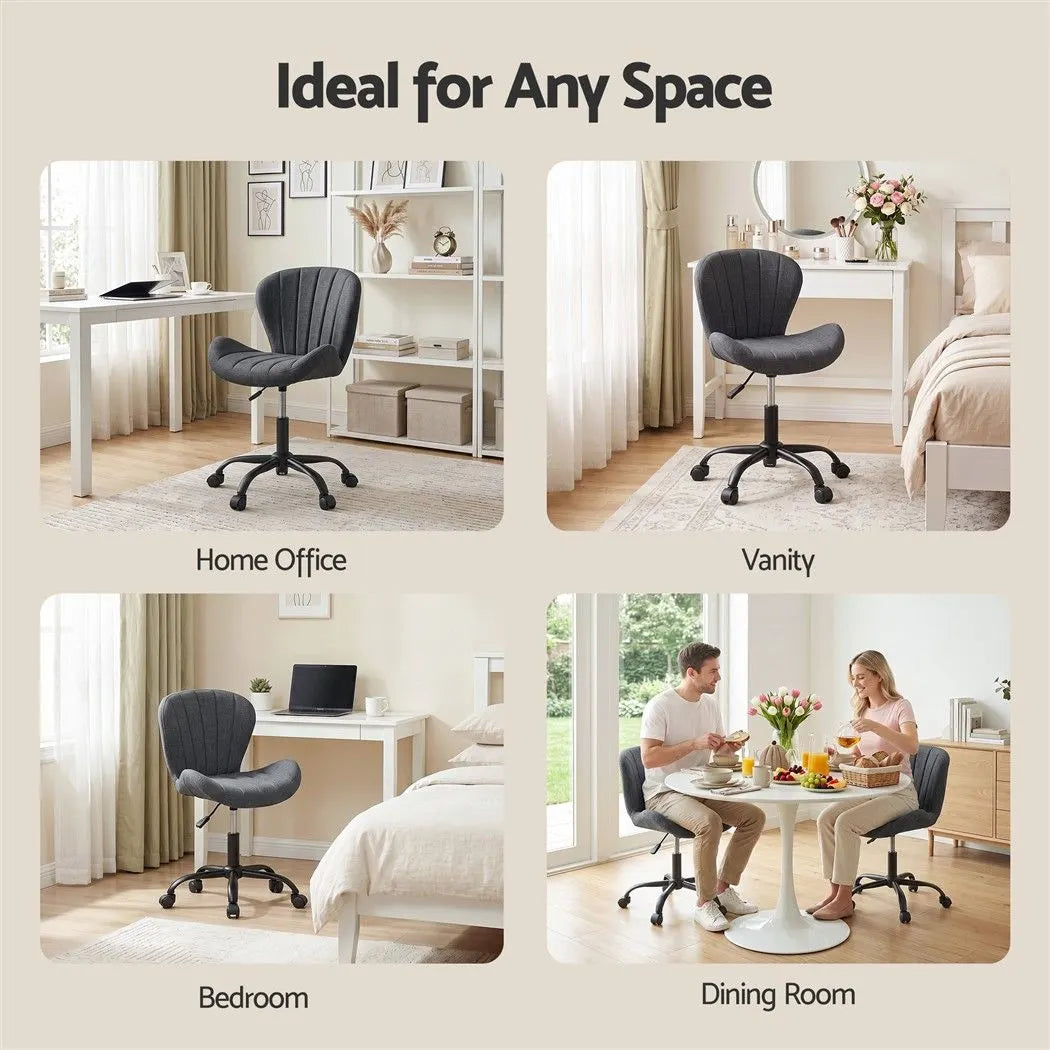Artiss Ergonomic Office Chair Armless Height Adjustable Computer Desk Chair Fabric Dark Grey - Image 9
