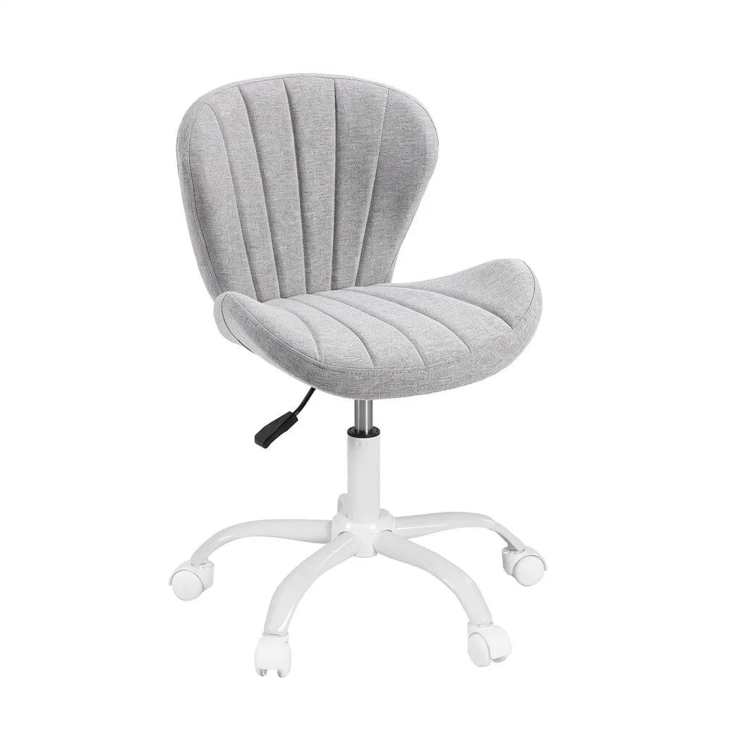 Artiss Ergonomic Office Chair Armless Height Adjustable Computer Desk Chair Fabric Light Grey - Image 2