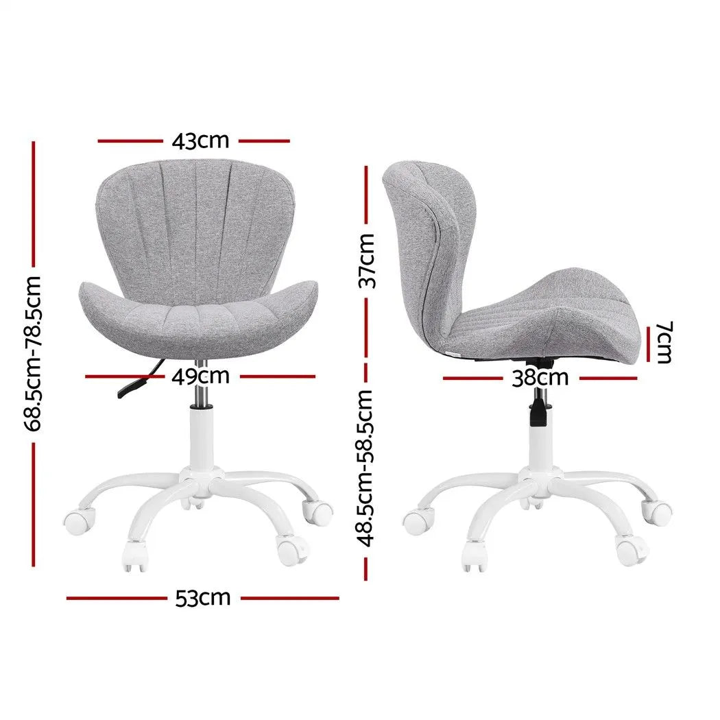 Artiss Ergonomic Office Chair Armless Height Adjustable Computer Desk Chair Fabric Light Grey - Image 3