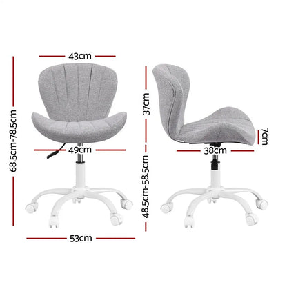 Artiss Ergonomic Office Chair Armless Height Adjustable Computer Desk Chair Fabric Light Grey - Image 3