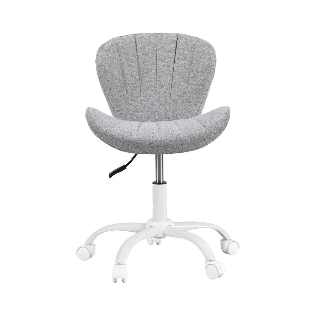 Artiss Ergonomic Office Chair Armless Height Adjustable Computer Desk Chair Fabric Light Grey - Image 4