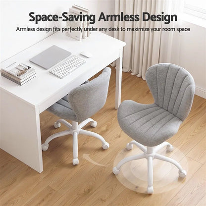 Artiss Ergonomic Office Chair Armless Height Adjustable Computer Desk Chair Fabric Light Grey - Image 5