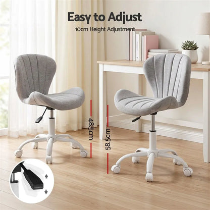 Artiss Ergonomic Office Chair Armless Height Adjustable Computer Desk Chair Fabric Light Grey - Image 6