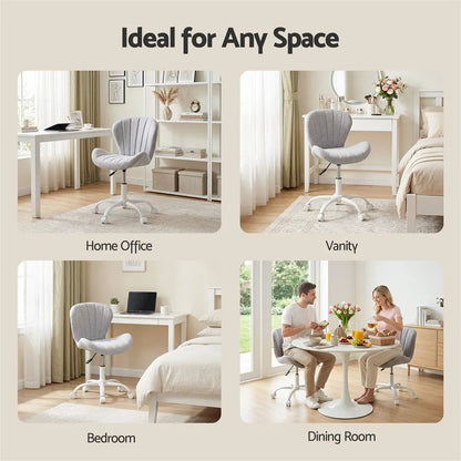 Artiss Ergonomic Office Chair Armless Height Adjustable Computer Desk Chair Fabric Light Grey - Image 9