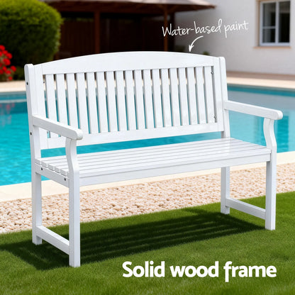 Gardeon Outdoor Garden Bench Wooden 2 Seater Lounge Chair Patio Furniture White - Image 4