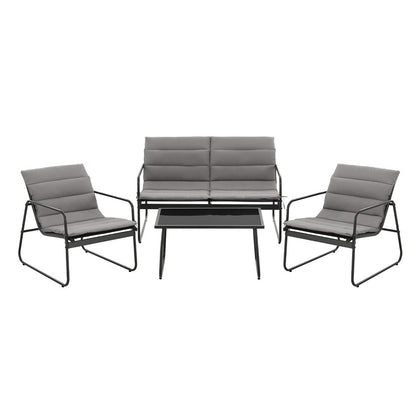 Gardeon 4PCS Outdoor Sofa Set Table and Chairs Cushion textilene Patio Furniture - Image 3