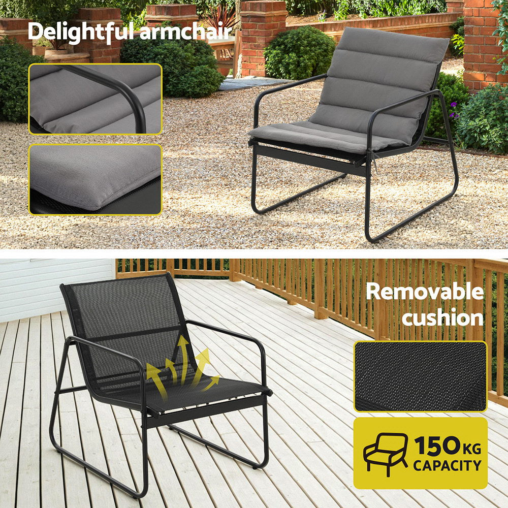 Gardeon 4PCS Outdoor Sofa Set Table and Chairs Cushion textilene Patio Furniture - Image 4