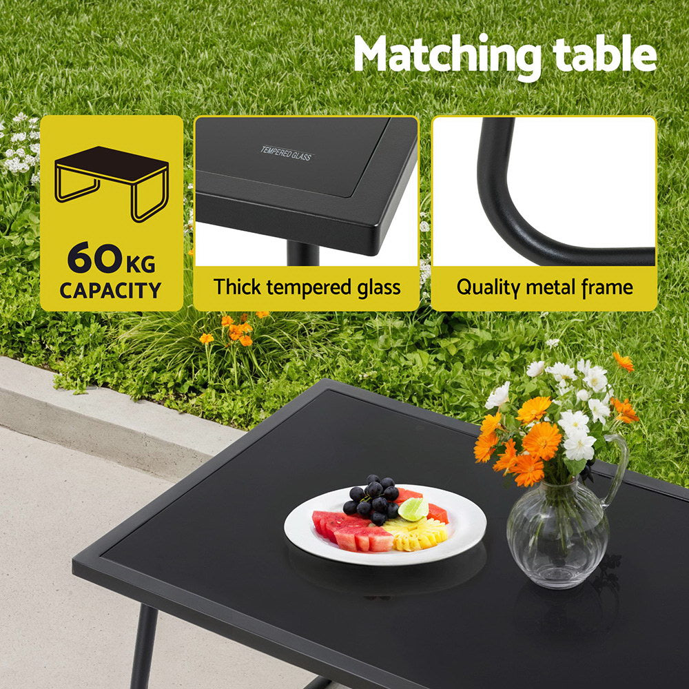 Gardeon 4PCS Outdoor Sofa Set Table and Chairs Cushion textilene Patio Furniture - Image 5