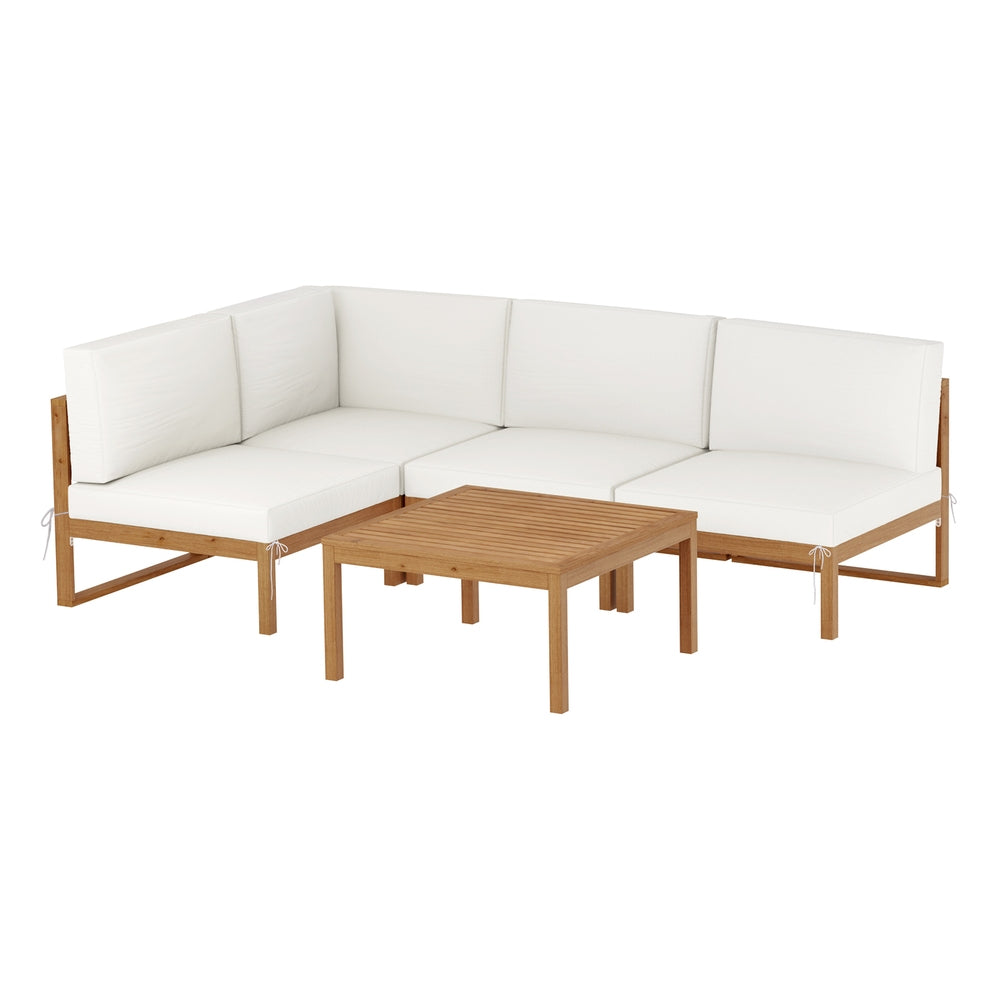 Gardeon 4-Seater Outdoor Sofa Set Wooden Lounge Setting 5PCS