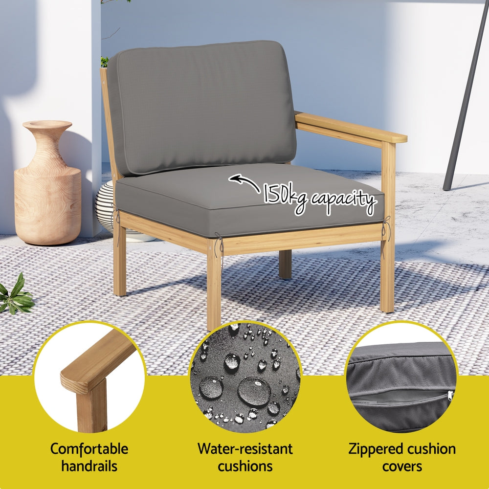 Gardeon 5-Seater Outdoor Sofa Set Wooden Lounge Setting 6PCS - Image 6