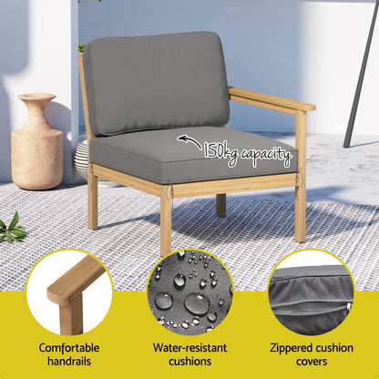 Gardeon 5-Seater Outdoor Sofa Set Wooden Lounge Setting 6PCS - Image 6