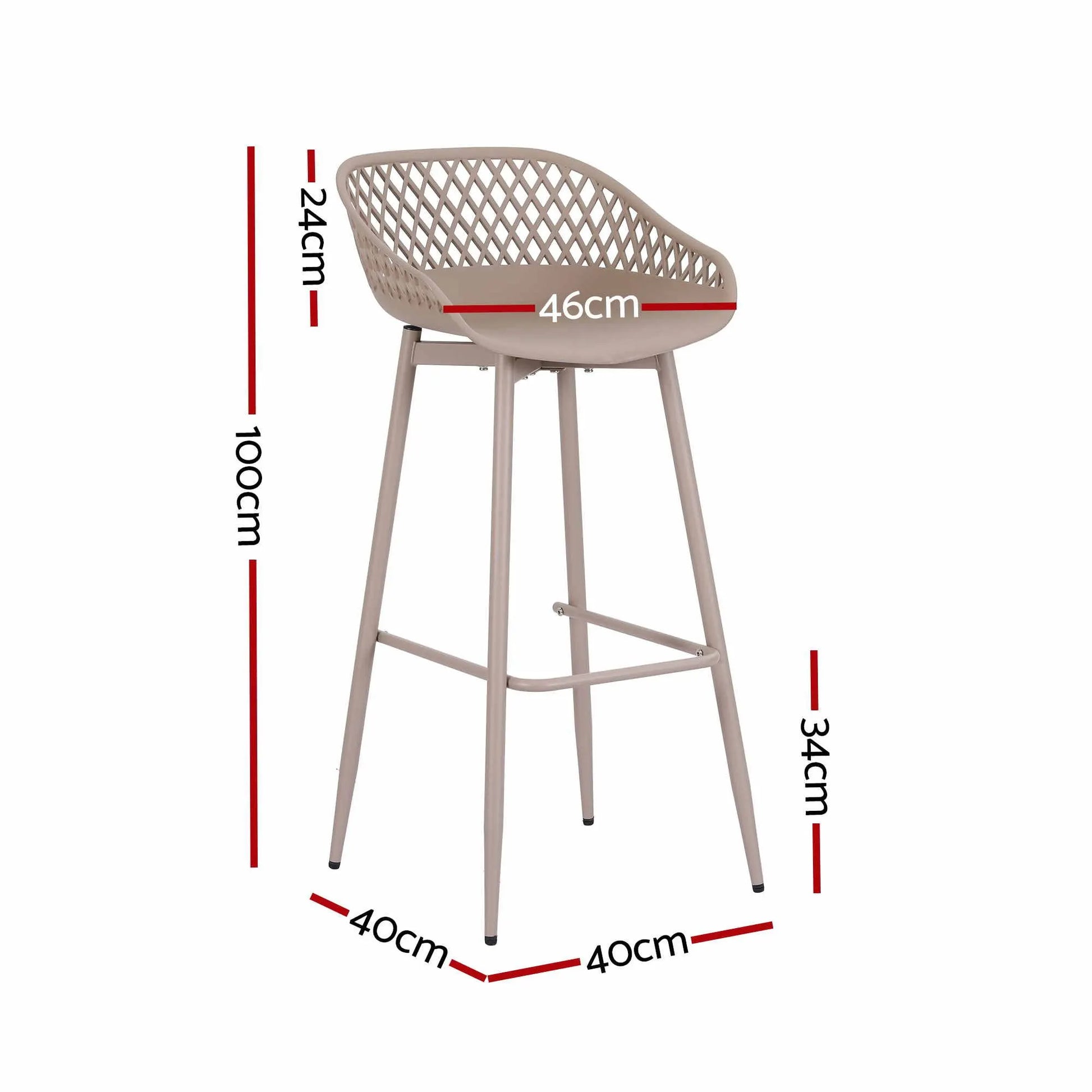 Gardeon 2PC Outdoor Bar Stools Plastic Metal Dining Chair Patio Furniture Coffee - Image 2