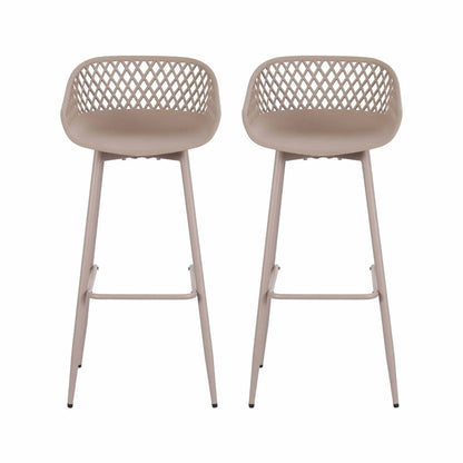 Gardeon 2PC Outdoor Bar Stools Plastic Metal Dining Chair Patio Furniture Coffee - Image 3