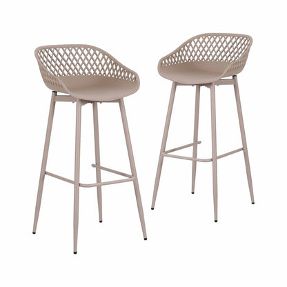 Gardeon 2PC Outdoor Bar Stools Plastic Metal Dining Chair Patio Furniture Coffee - Image 7