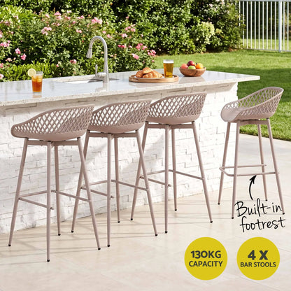 Gardeon 4-Piece Outdoor Bar Stools Plastic Metal Dining Chair Furniture Coffee - Image 4