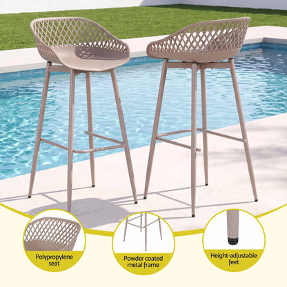 Gardeon 4-Piece Outdoor Bar Stools Plastic Metal Dining Chair Furniture Coffee - Image 5