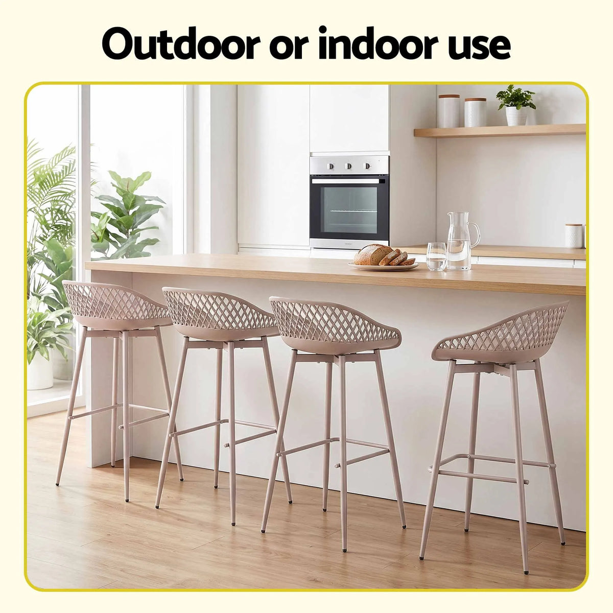 Gardeon 4-Piece Outdoor Bar Stools Plastic Metal Dining Chair Furniture Coffee - Image 6