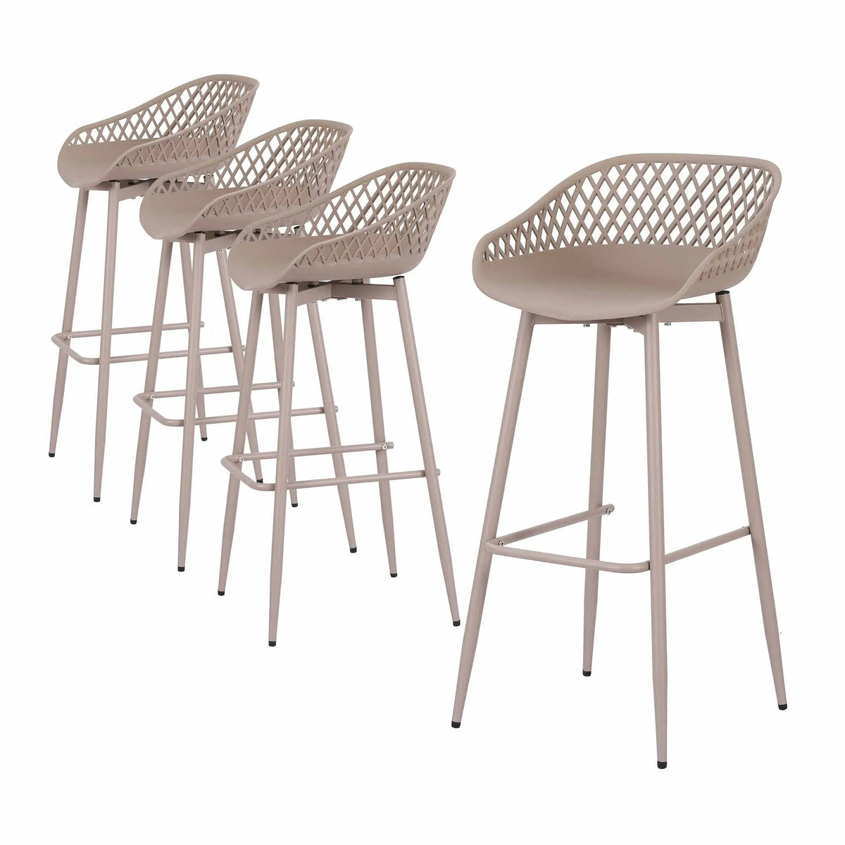 Gardeon 4-Piece Outdoor Bar Stools Plastic Metal Dining Chair Furniture Coffee - Image 7