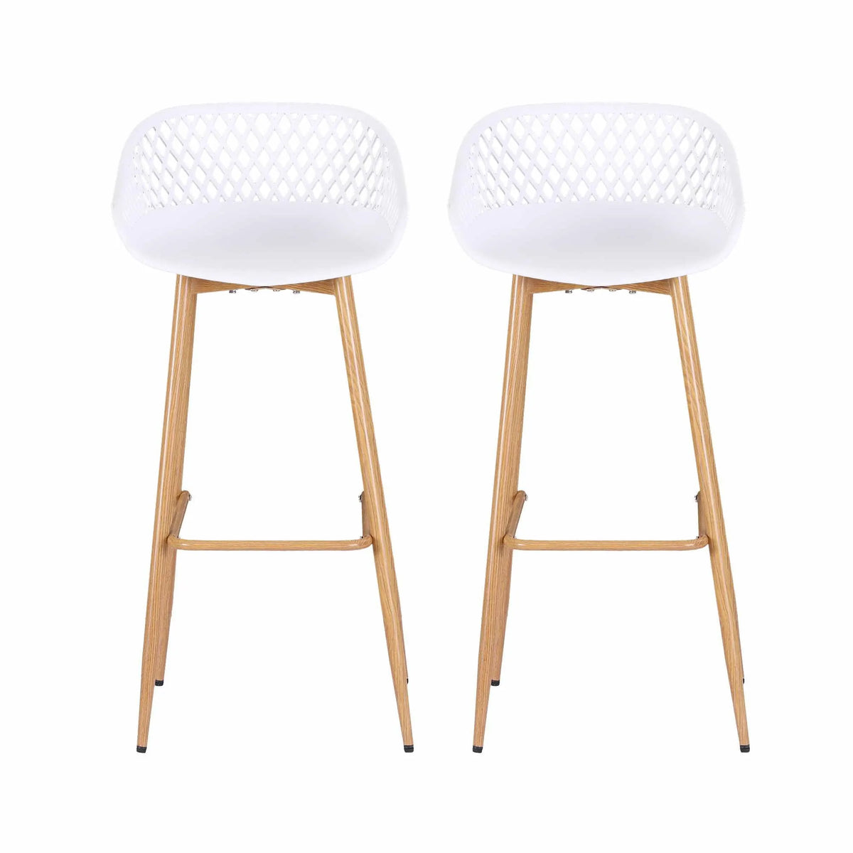 Gardeon 2PC Outdoor Bar Stools Plastic Metal Dining Chair Patio Furniture White - Image 3