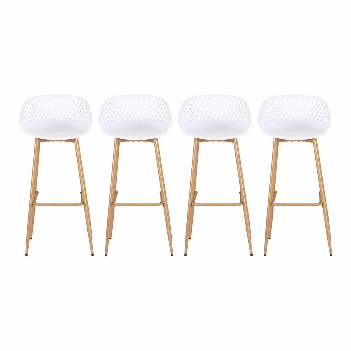Gardeon 4-Piece Outdoor Bar Stools Plastic Metal Dining Chair Balcony White - Image 3