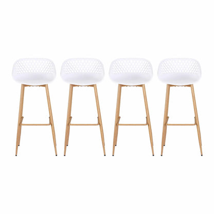 Gardeon 4-Piece Outdoor Bar Stools Plastic Metal Dining Chair Balcony White - Image 3