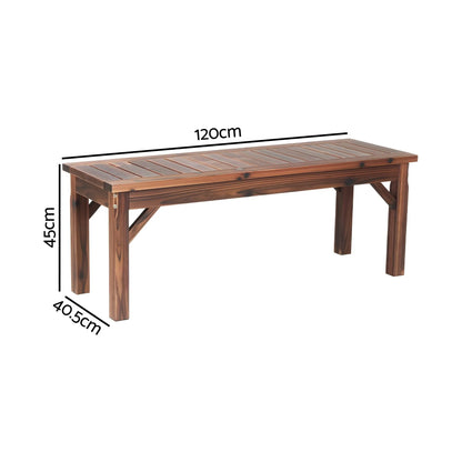 Gardeon Garden Benches Garden Seating Backless Timber Seat 120cm Brown - Image 3
