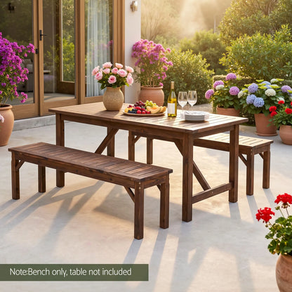 Gardeon Garden Benches Garden Seating Backless Timber Seat 150cm Brown - Image 5
