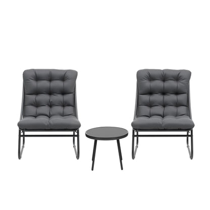 Gardeon 3PC Outdoor Bistro Set Patio Furniture Table and Chairs Steel Dining Chair - Image 3