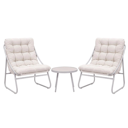 Gardeon 3PC Outdoor Bistro Set Patio Furniture Table and Chairs Steel Dining Chair Khaki - Image 7