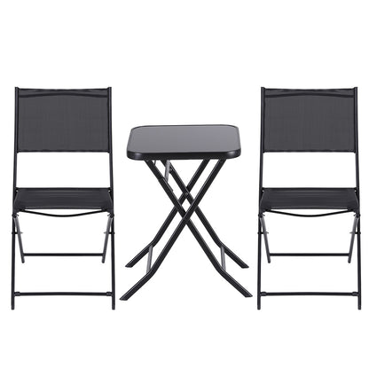 Gardeon Outdoor Bistro Set Folding Table and Chairs Patio Furniture Garden Steel Black - Image 3