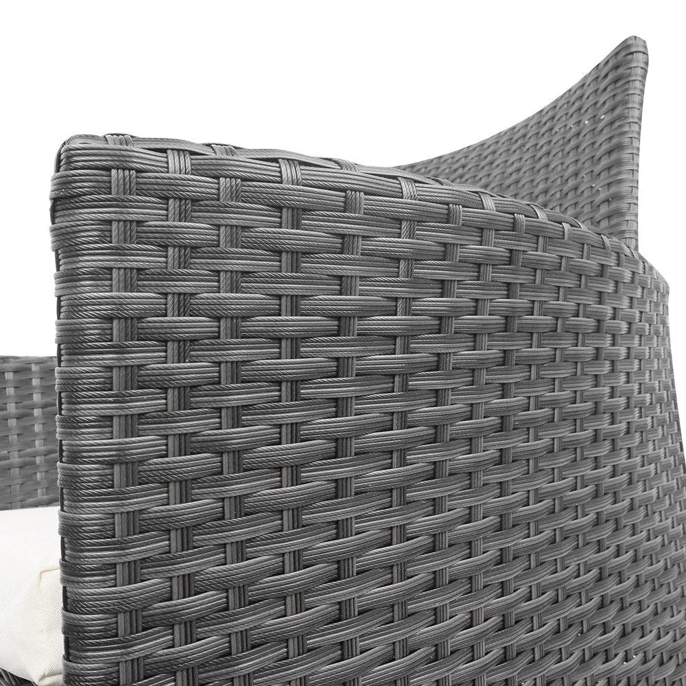 Gardeon 3PC Outdoor Bistro Set Patio Furniture Wicker Setting Chairs Table Cushion Grey - Image 9