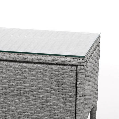 Gardeon 3PC Outdoor Bistro Set Patio Furniture Wicker Setting Chairs Table Cushion Grey - Image 7