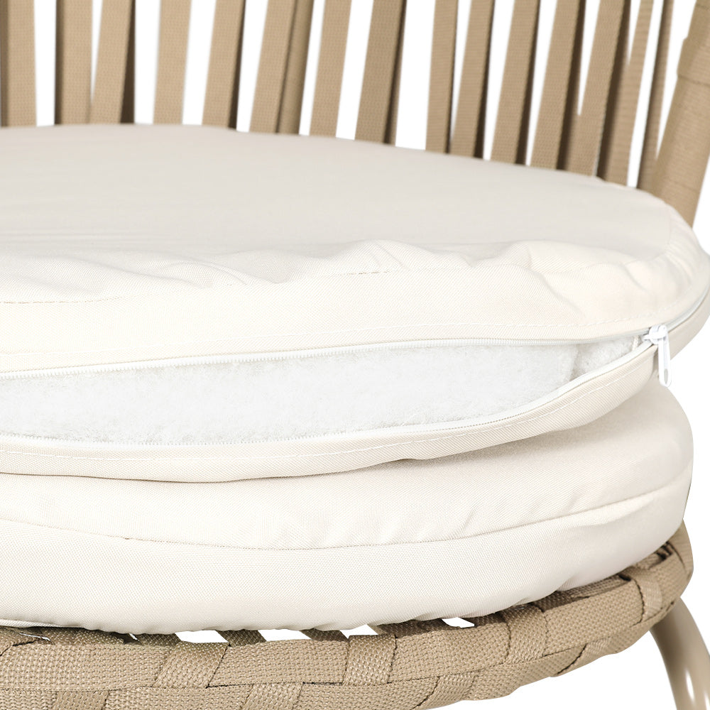 Gardeon 3PC Outdoor Bistro Set Patio Furniture Rope Setting Chairs Table Beige - Image 4