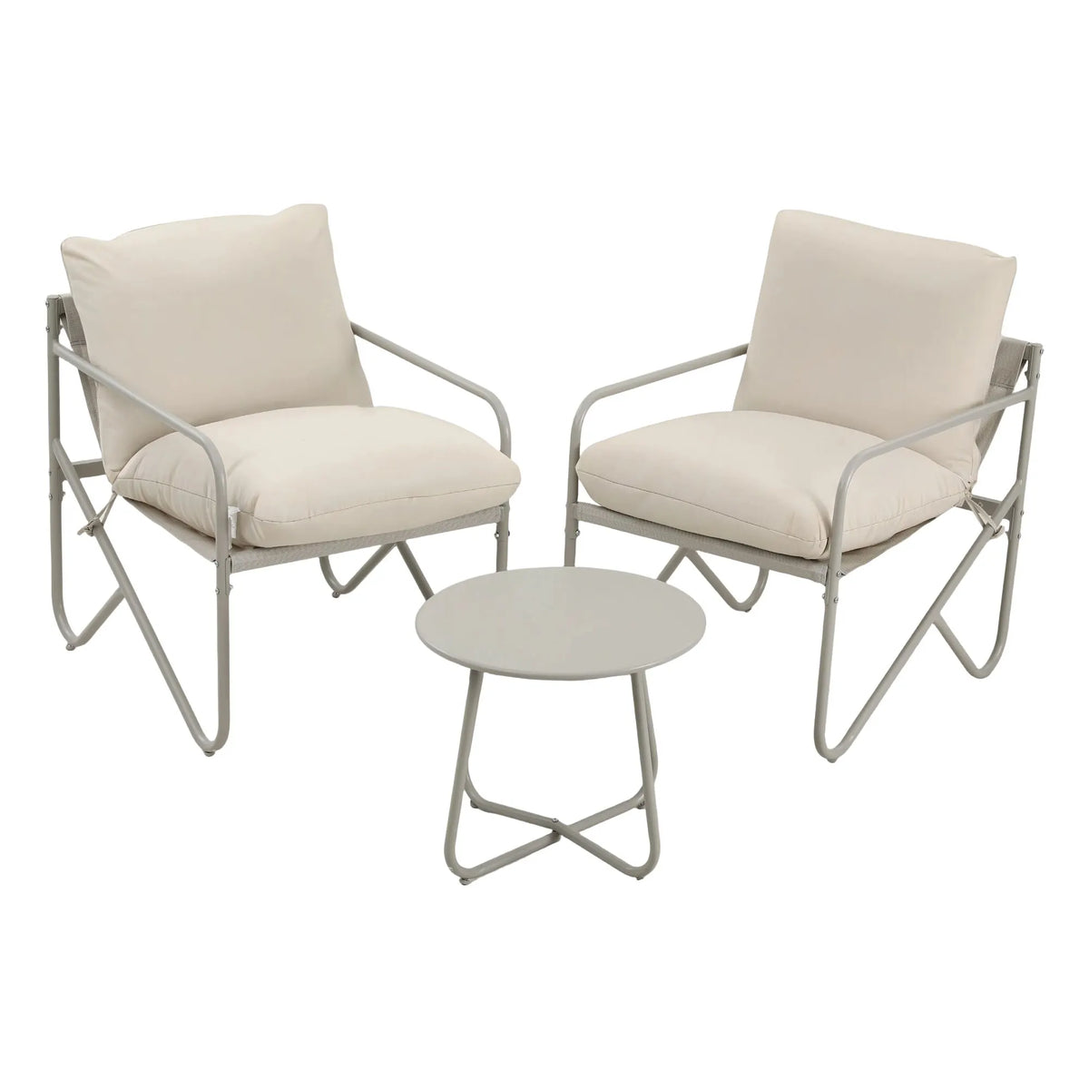 Gardeon Outdoor Bistro Set 3 Piece Patio Furniture Conversation Table and Chairs Khaki - Image 3