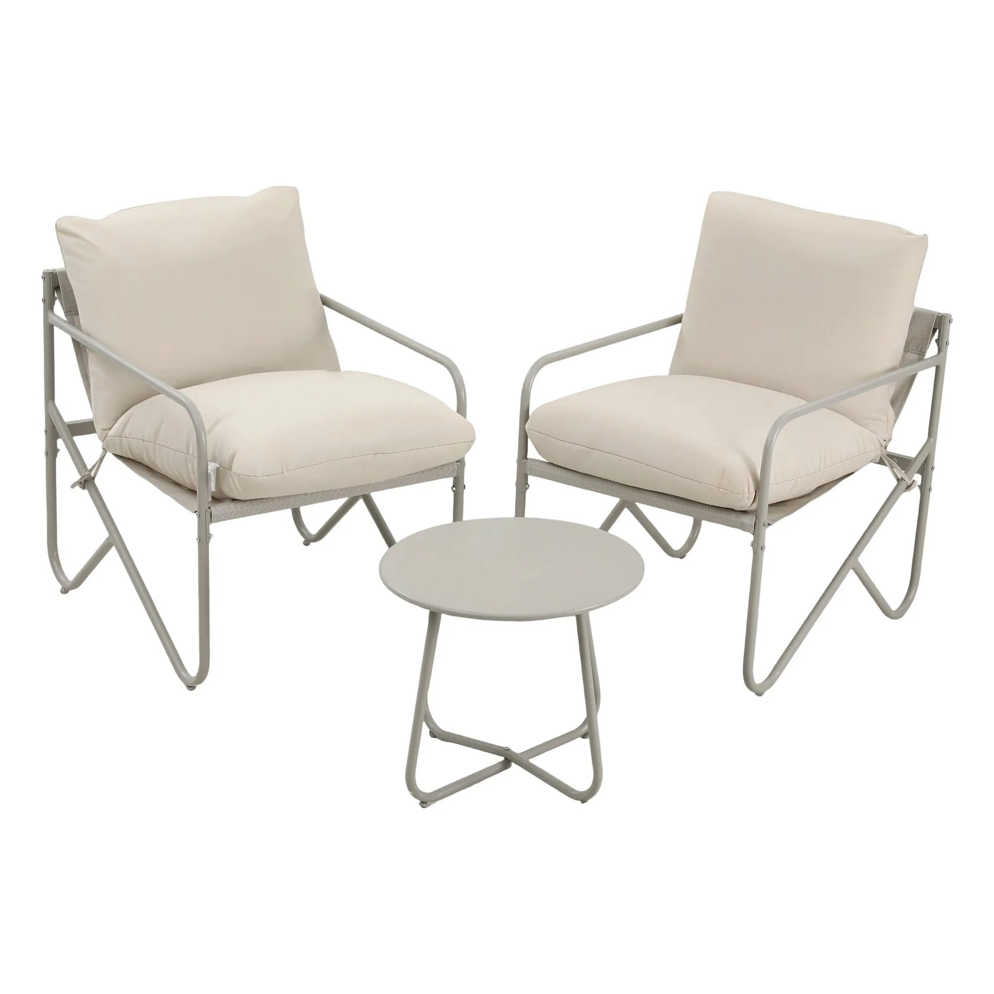 Gardeon Outdoor Bistro Set 3 Piece Patio Furniture Conversation Table and Chairs Khaki - Image 3