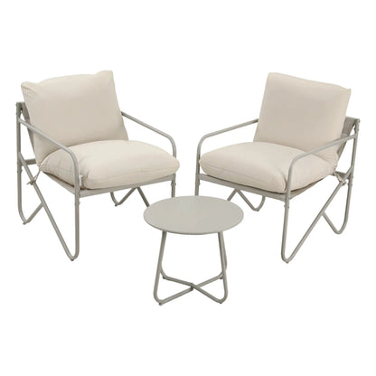 Gardeon Outdoor Bistro Set 3 Piece Patio Furniture Conversation Table and Chairs Khaki - Image 3
