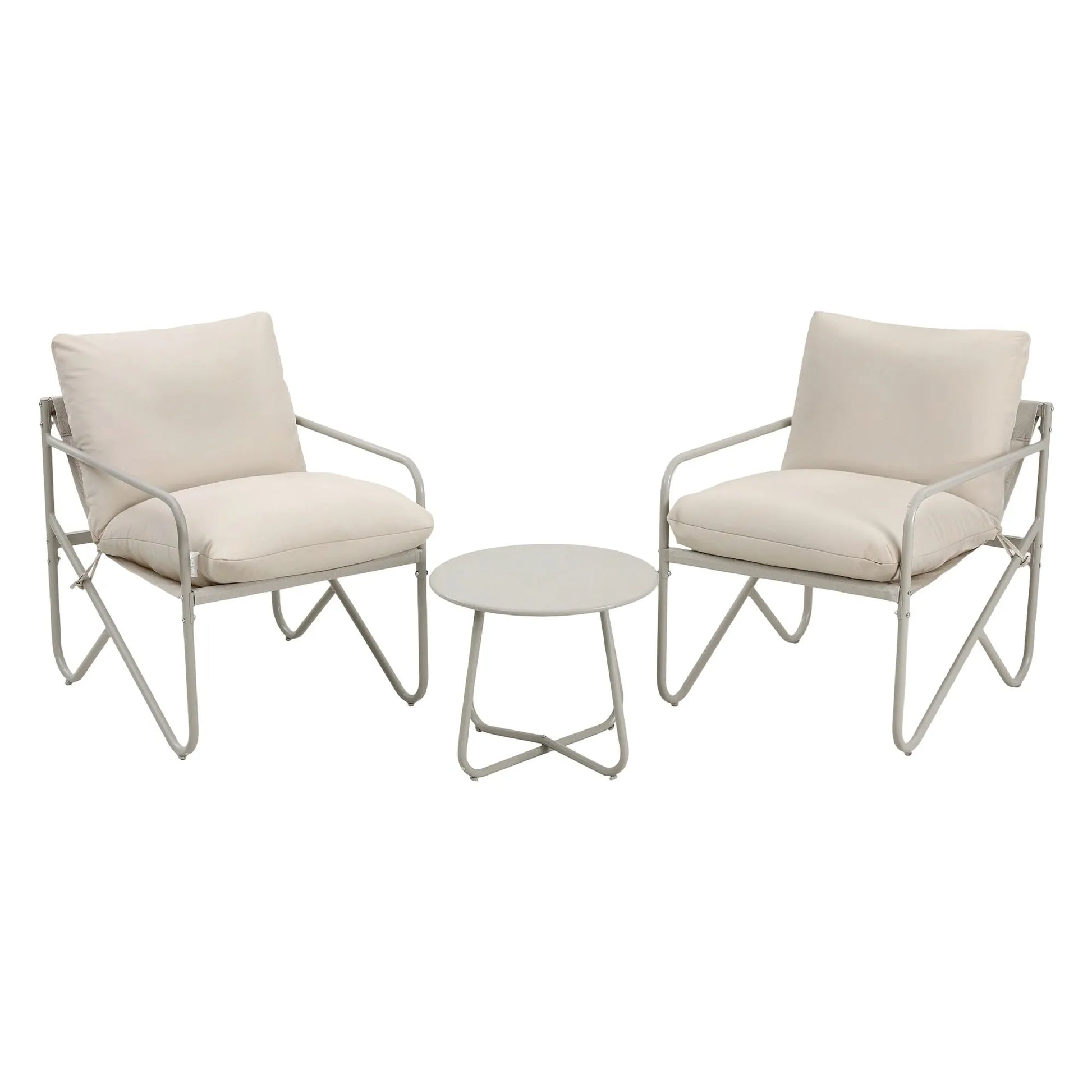 Gardeon Outdoor Bistro Set 3 Piece Patio Furniture Conversation Table and Chairs Khaki - Image 9