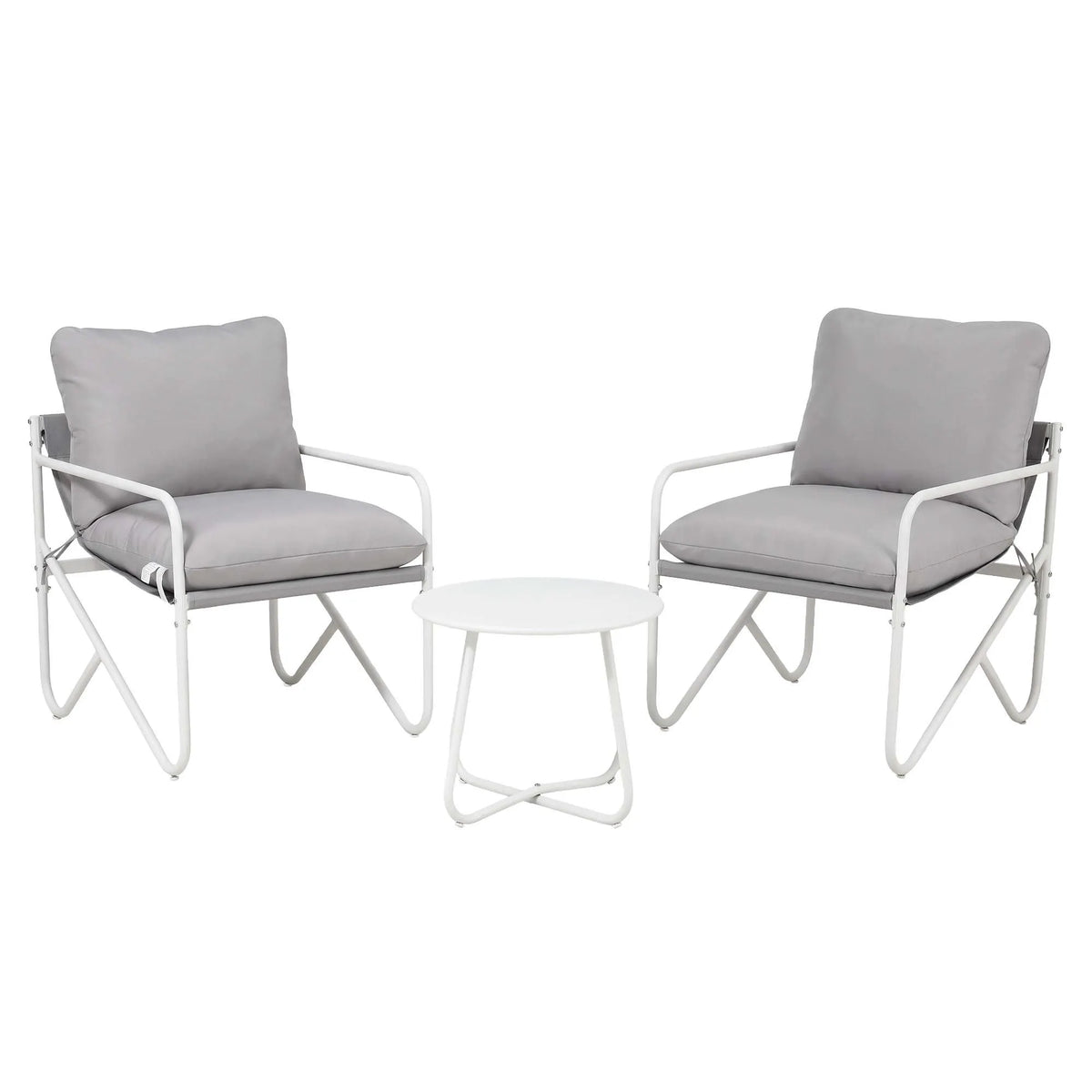 Gardeon Outdoor Bistro Set 3 Piece Patio Furniture Conversation Table and Chairs Grey - Image 2